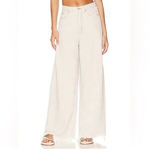 We The Free Ultra Wide Leg Baggy‎ Ivory Raw Hem Jeans